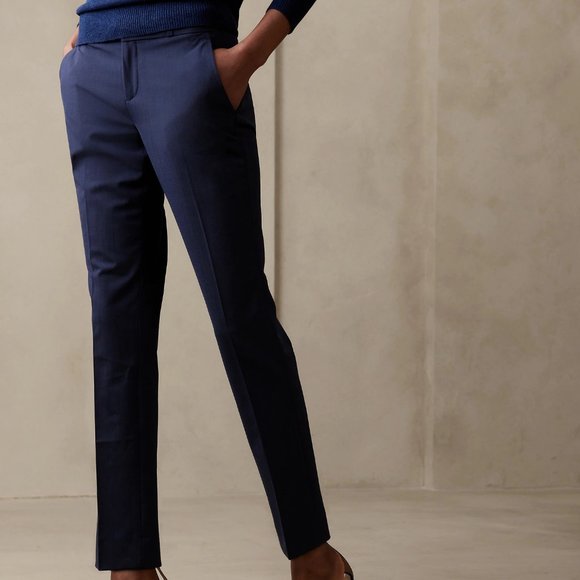 Banana Republic Ryan Slim Wool-Blend Pant size 0P Navy Blue - Picture 3 of 5